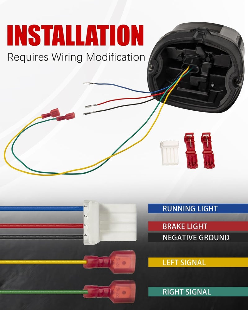 HAZAWA Tail Light Led Integrated Turn Signal Brake Running Light Low Profile Smoked Rear Light Compitable with Harley Sportster 883 1200 Dyna Road King Electra Glide (5Wire Smoke) - Image 5